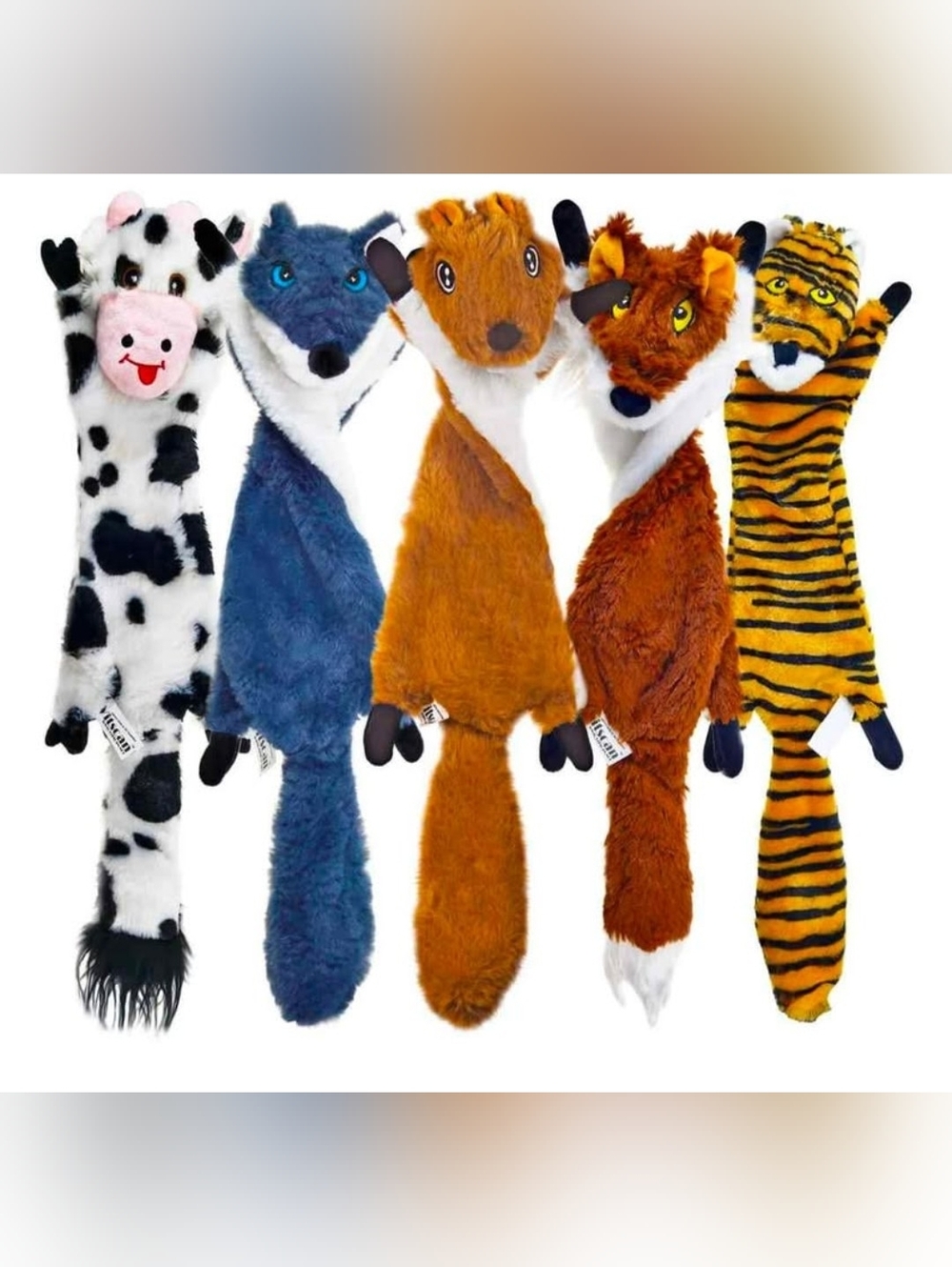 Set Of 5 Plush Animal Dog Toys